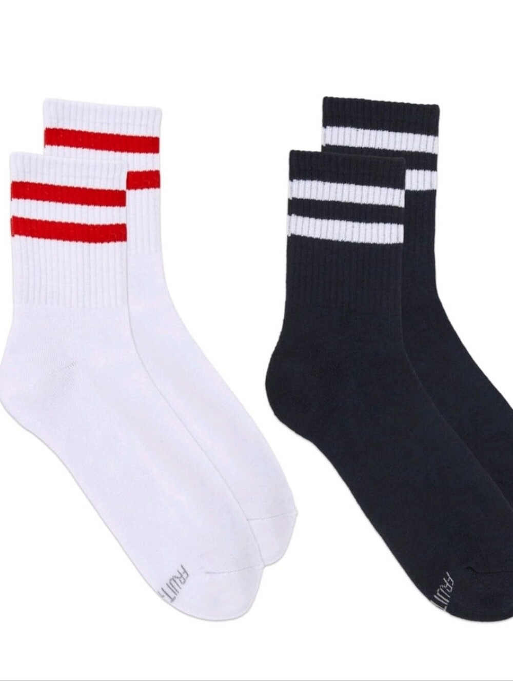 Fruit Of The Loom Americana Collection Mid Crew Socks- Navy/White